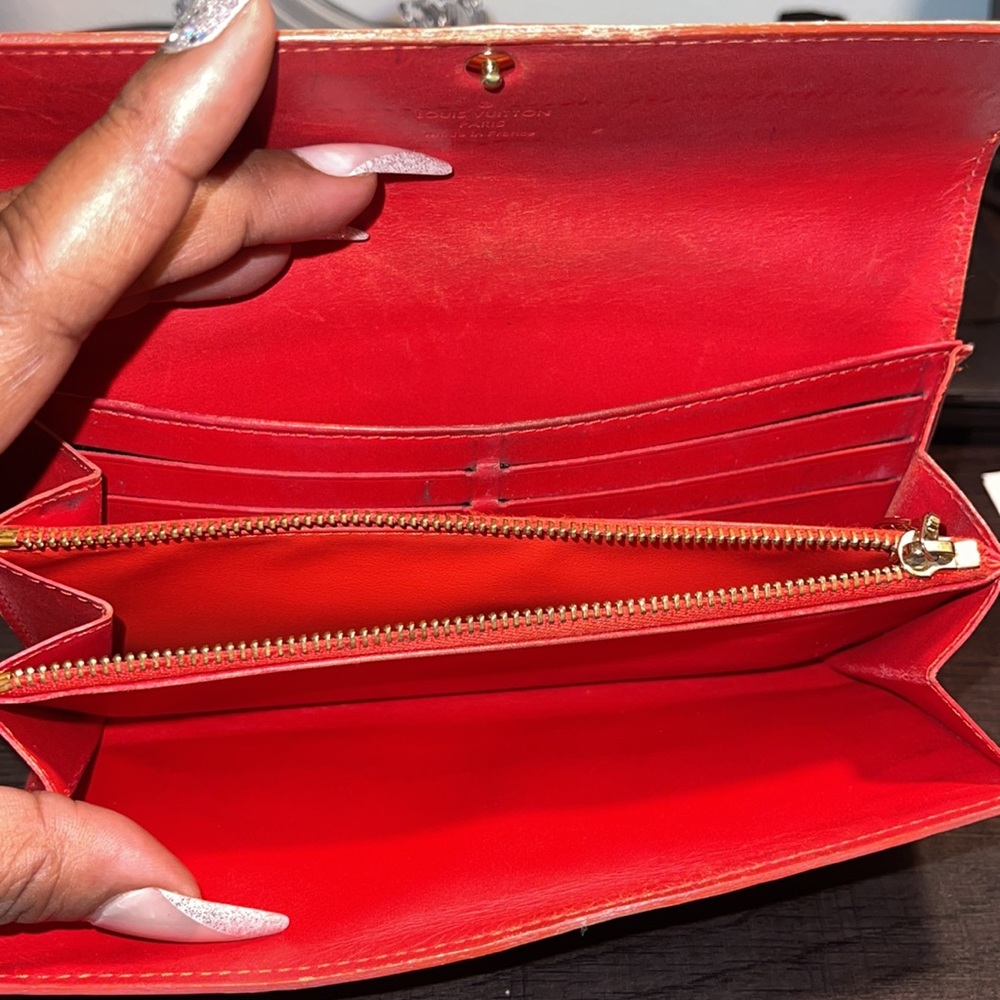 🔥🌝 ❌❌SOLD❌❌VINTAGE EUC LOUIS VUITTON VERNIS SARAH CORAL WALLET - Picture 9 of 12